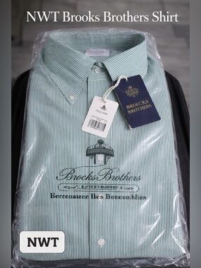 NWT Brooks Brothers Green Stripe Dress Shirt
15.5 / 34 Regent Fit